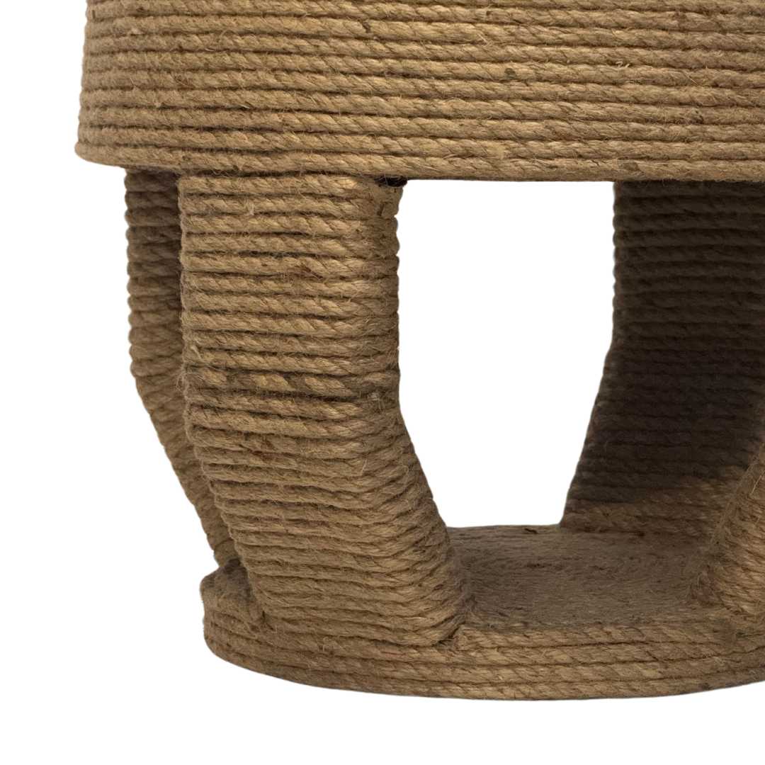 Beistelltisch rund aus Jute in naturfarben mit strukturierter Oberfläche, exklusives Design der Interior Boutique