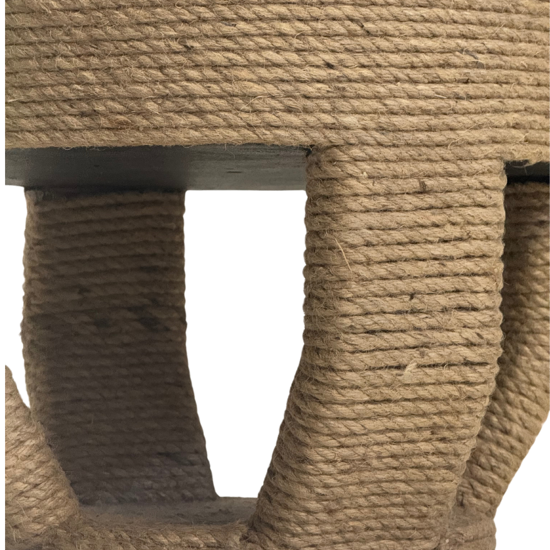Beistelltisch rund aus Jute in naturfarben mit strukturierter Oberfläche, exklusives Design der Interior Boutique