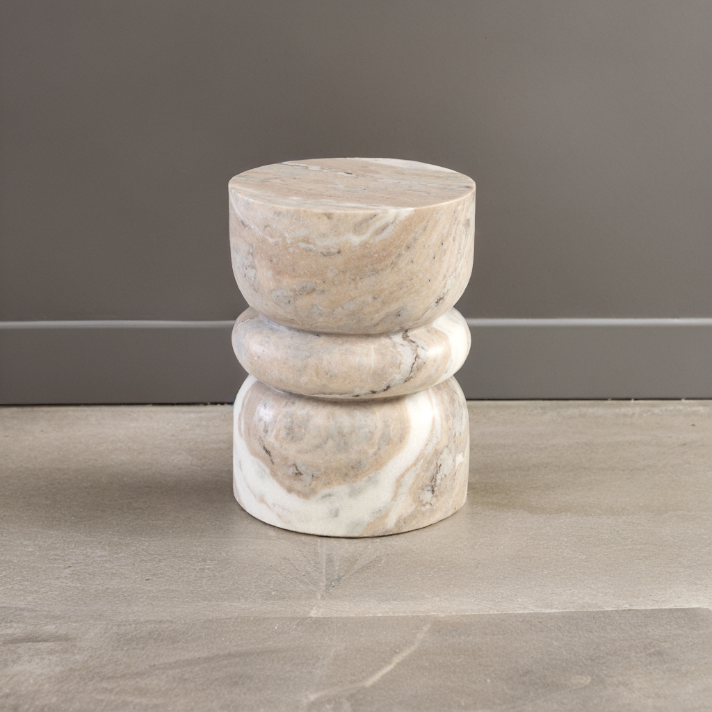 Beistelltisch Modern Stil aus Marmor rund Durchmesser 30cm