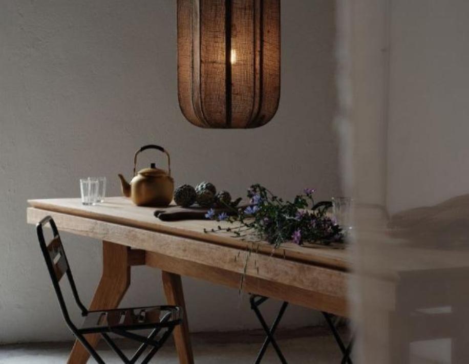 Hängeleuchte im Boho Chic aus Jute mit Glühbirne