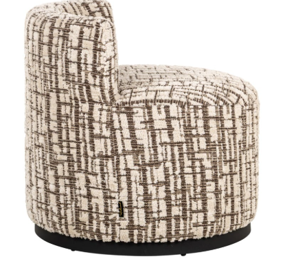 Gepolsterter Stuhl in Creme mit melierter Oberfläche, Metallgestell, modernes Design, 58 cm hoch