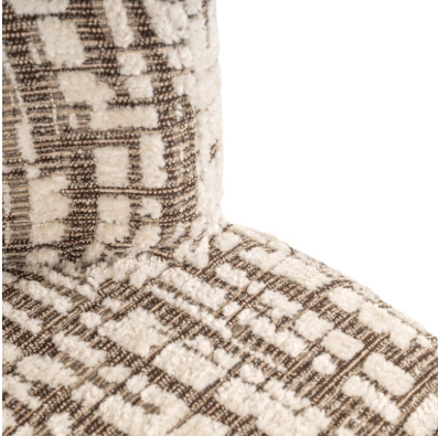 Gepolsterter Stuhl in Creme mit melierter Oberfläche, Metallgestell, modernes Design, 58 cm hoch