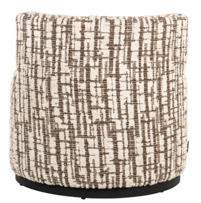 Gepolsterter Stuhl in Creme mit melierter Oberfläche, Metallgestell, modernes Design, 58 cm hoch