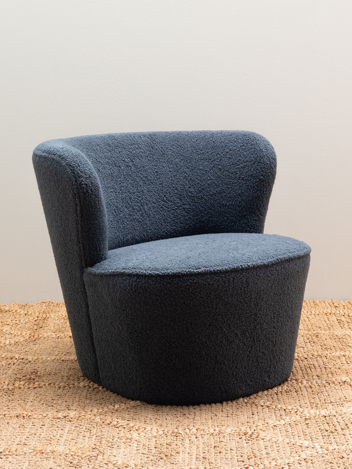 Sessel Modern Stil aus Teddy Stoff gepolstert blau grau