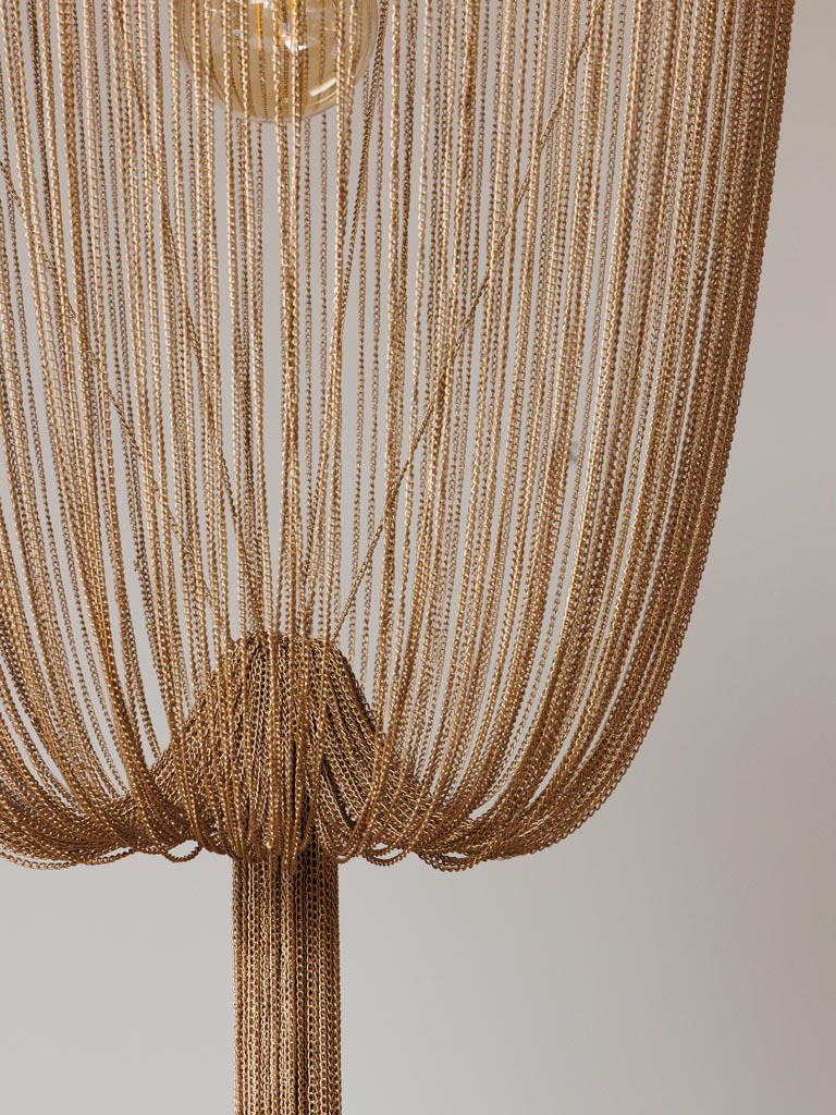 Hängeleuchte im Ethno-Modern-Stil aus Eisen mit Ketten, braun-beige, 100 cm hoch, 70 cm Durchmesser – ideal für Esszimmer oder Wohnbereich