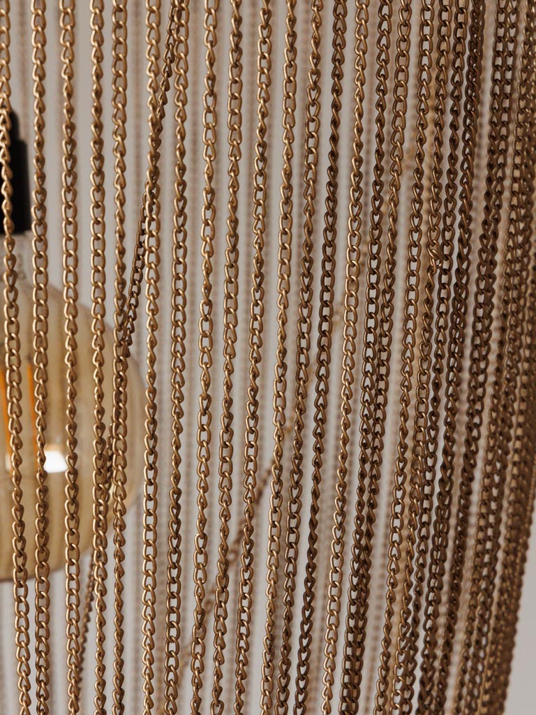 Hängeleuchte im Ethno-Modern-Stil aus Eisen mit Ketten, braun-beige, 100 cm hoch, 70 cm Durchmesser – ideal für Esszimmer oder Wohnbereich