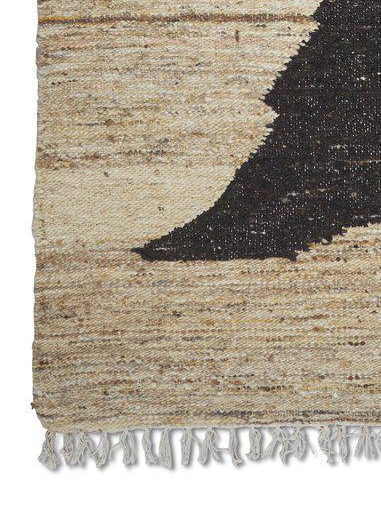 Teppich Ethno Stil Baumwolle Wolle mit Fransen beige mit Muster 200x300cm