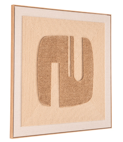 Modernes Wandbild 100x100 cm mit Leinenstruktur und MDF-Rahmen, zurückhaltendes Kunstobjekt in natürlicher Optik