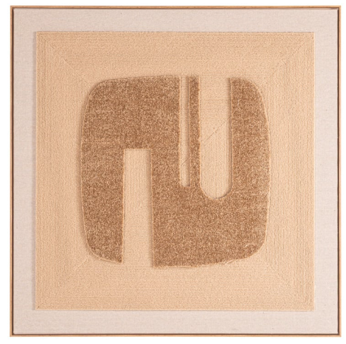 Modernes Wandbild 100x100 cm mit Leinenstruktur und MDF-Rahmen, zurückhaltendes Kunstobjekt in natürlicher Optik