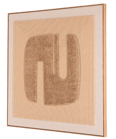 Modernes Wandbild 100x100 cm mit Leinenstruktur und MDF-Rahmen, zurückhaltendes Kunstobjekt in natürlicher Optik