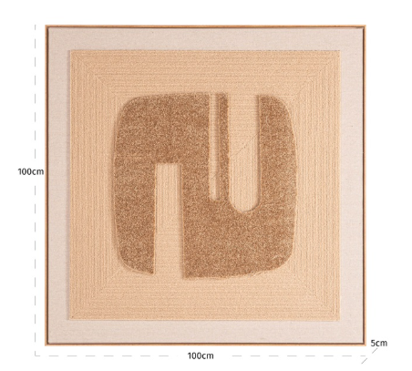 Modernes Wandbild 100x100 cm mit Leinenstruktur und MDF-Rahmen, zurückhaltendes Kunstobjekt in natürlicher Optik