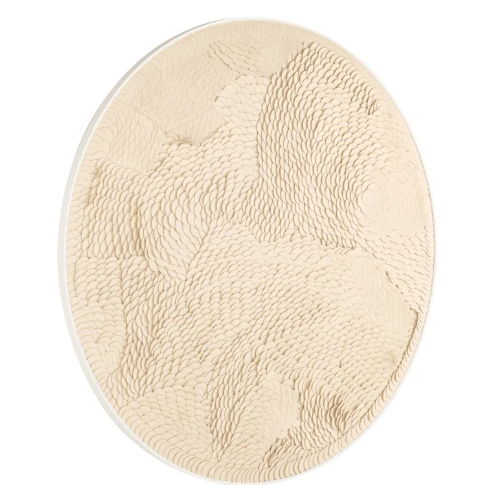 Runde Wandkunst 110 cm aus braunen Naturmaterialien, Ethno-Mediterran-Stil, moderne Wall Art mit Struktur