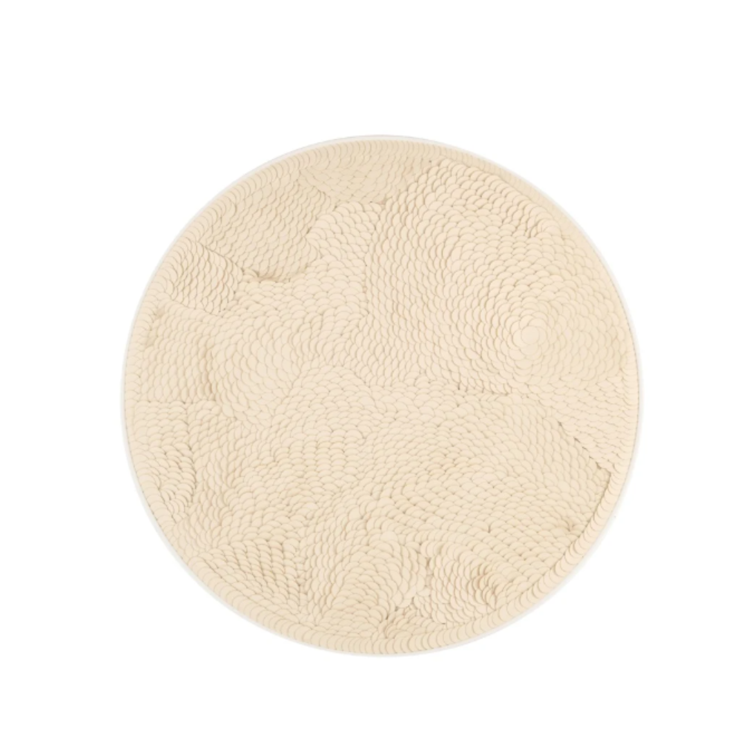 Runde Wandkunst 110 cm aus braunen Naturmaterialien, Ethno-Mediterran-Stil, moderne Wall Art mit Struktur