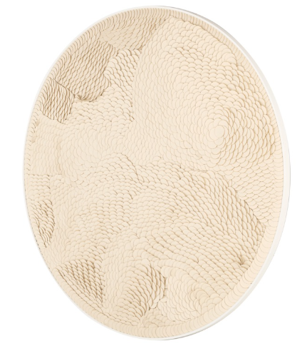 Runde Wandkunst 110 cm aus braunen Naturmaterialien, Ethno-Mediterran-Stil, moderne Wall Art mit Struktur