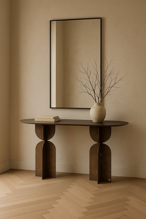 Konsole Modern Contemporary Stil in Optik Eiche und Bronze 140cm