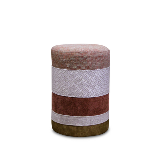 Runder Pouf in sepia oder terra, 50 cm hoch, vielseitig als Sitzgelegenheit oder Ablage einsetzbar, modernes Design