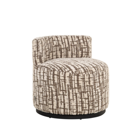 Gepolsterter Stuhl in Creme mit melierter Oberfläche, Metallgestell, modernes Design, 58 cm hoch