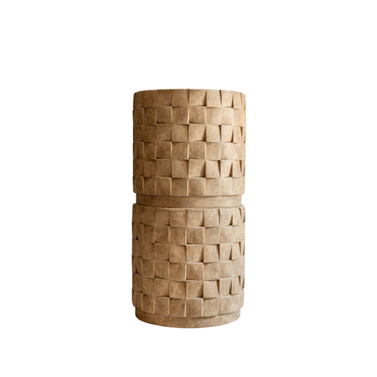 Kleiner Beistelltisch aus Keramik im Boho-Stil, warmes Design, 25 cm Durchmesser, 50 cm hoch