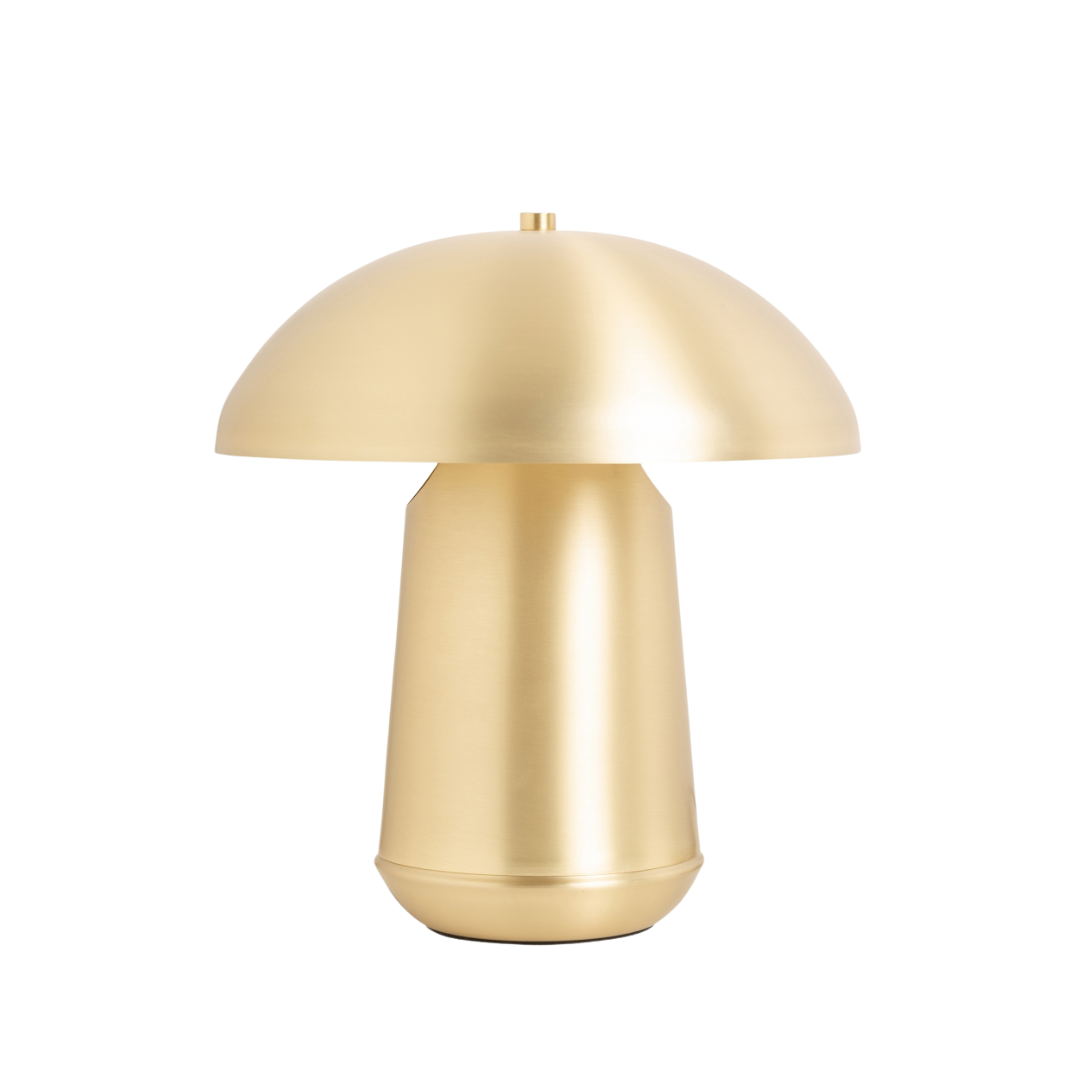 Tischlampe Lotte im Art-Deco-Stil aus goldfarbenem Eisen, elegante Beleuchtung für Wohn- und Schlafräume.