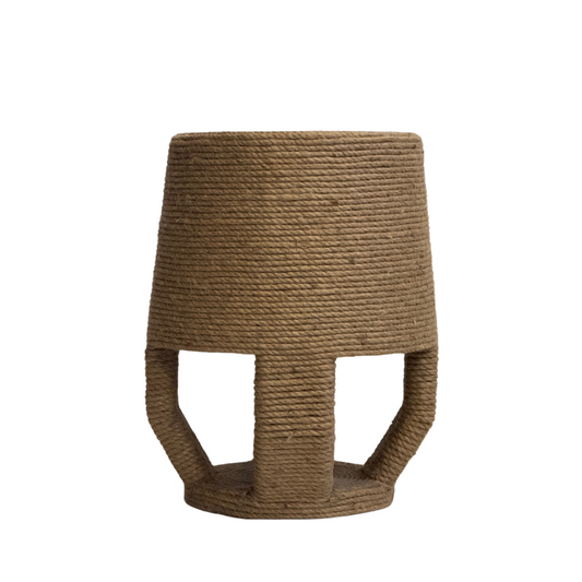 Beistelltisch rund aus Jute in naturfarben mit strukturierter Oberfläche, exklusives Design der Interior Boutique