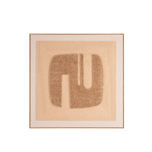 Modernes Wandbild 100x100 cm mit Leinenstruktur und MDF-Rahmen, zurückhaltendes Kunstobjekt in natürlicher Optik