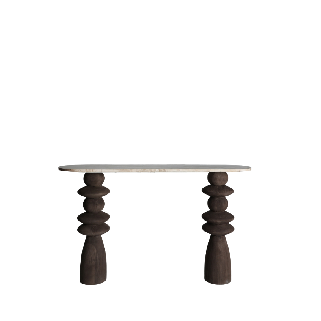 Zoe – skulpturale Konsole aus Mango-Holz im Contemporary-Stil
